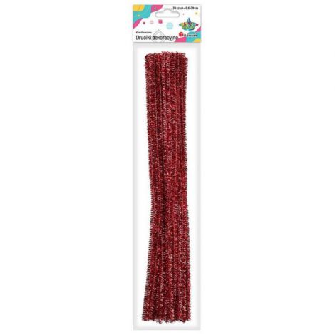 Druciki kreatywne Titanum 30cm Brokat Czerwone, 30szt